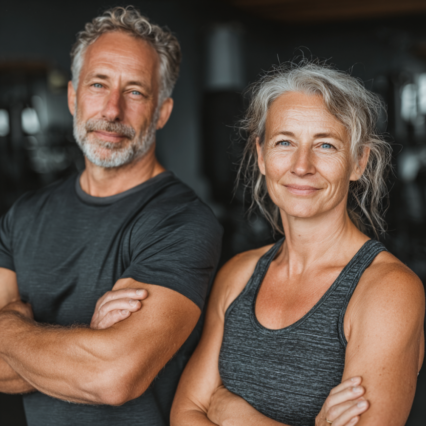 Seniori făcând exerciții